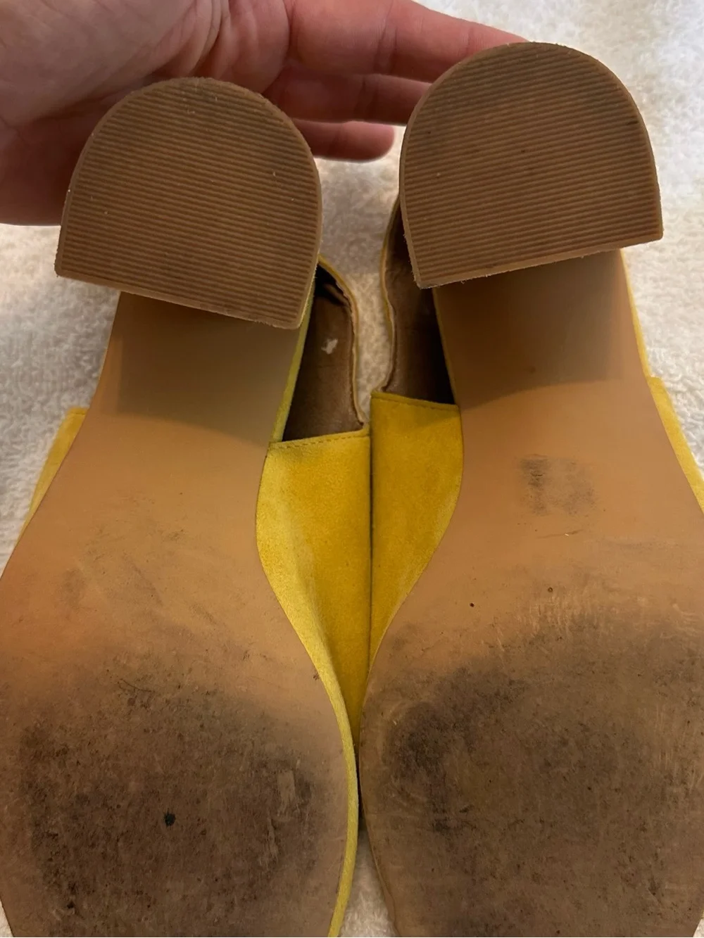 Brass Plum (BP) Yellow Suede Block Heel Slingback Sandals 7.5